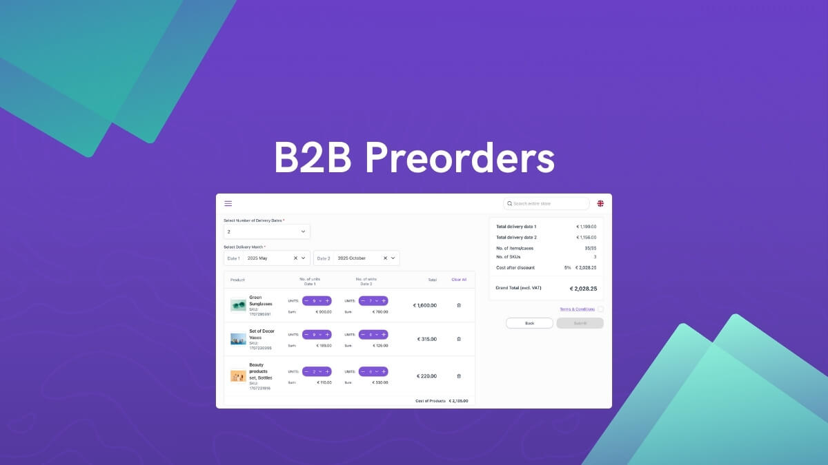 B2B preorders feature